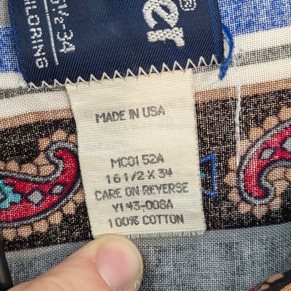 Vintage Wrangler Western Cowboy Cut Xlong Tails Regular Fit Paisley Stripe Shirt - Picture 6 of 7